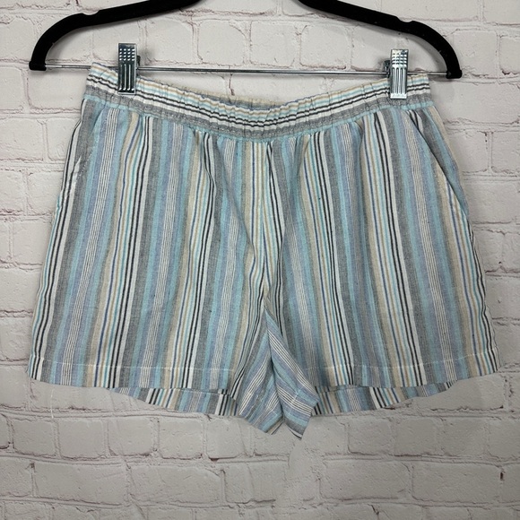 DREW Pants - Drew Striped Pull On Elastic Waist Woven Shorts Pockets Beachy Vacay Casual Sz M